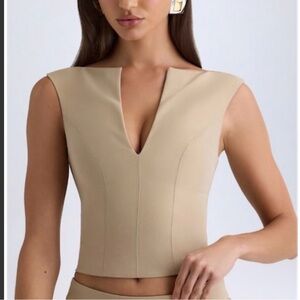 Oh Polly NWT Beige Corset Style Crop Top Size 6 Bustier